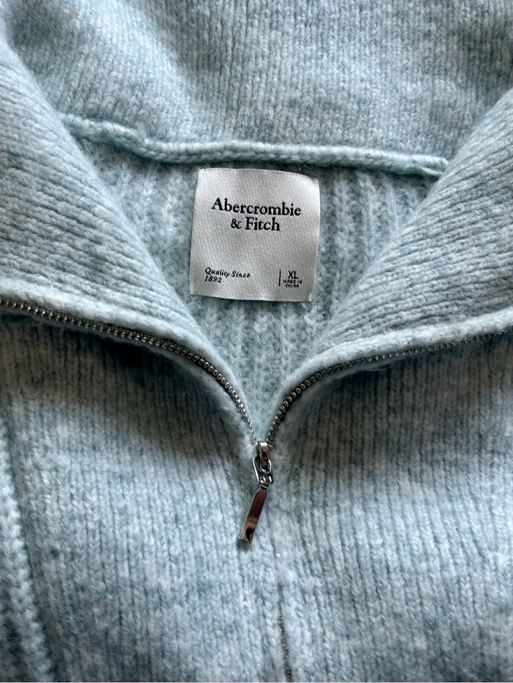 NWOT- Abercrombie & Fitch Half-Zip Sweater in Heathered Aqua